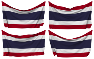 Thailand Pinned Flag from Corners, Isolated with Different Waving Variations, 3D Rendering png