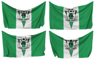 FK Jablonec Pinned Flag from Corners, Isolated with Different Waving Variations, 3D Rendering png