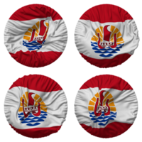 Frans Polynesië vlag in ronde vorm geïsoleerd met vier verschillend golvend stijl, buil textuur, 3d renderen png