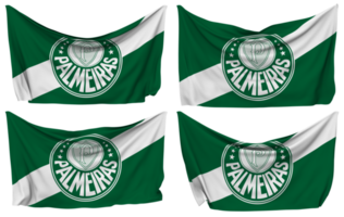 Sociedade Esportiva Palmeiras Pinned Flag from Corners, Isolated with Different Waving Variations, 3D Rendering png