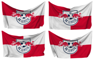 RasenBallsport Leipzig e V, RB Leipzig Pinned Flag from Corners, Isolated with Different Waving Variations, 3D Rendering png