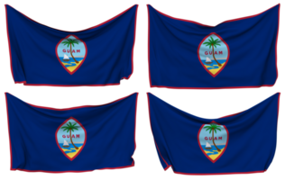 Guam Pinned Flag from Corners, Isolated with Different Waving Variations, 3D Rendering png