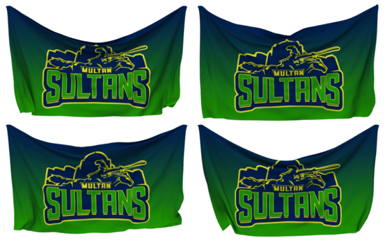 multan sultani, SM appuntato bandiera a partire dal angoli, isolato con diverso agitando variazioni, 3d interpretazione png