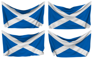 Scotland Pinned Flag from Corners, Isolated with Different Waving Variations, 3D Rendering png