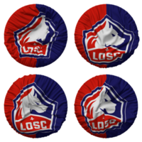 Lille olímpico esportivo clube, perdido Lille bandeira dentro volta forma isolado com quatro diferente acenando estilo, colisão textura, 3d Renderização png