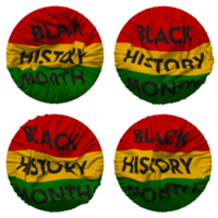 Black History Month Flag in Round Shape Isolated with Four Different Waving Style, Bump Texture, 3D Rendering png