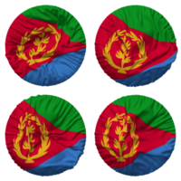 eritrea flagga i runda form isolerat med fyra annorlunda vinka stil, stöta textur, 3d tolkning png