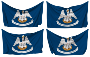 State of Louisiana Pinned Flag from Corners, Isolated with Different Waving Variations, 3D Rendering png