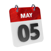 May 5 Date 3D Icon Isolated, Shiny and Glossy 3D Rendering, Month Date Day Name, Schedule, History png