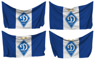 Football Club Dynamo Kyiv Pinned Flag from Corners, Isolated with Different Waving Variations, 3D Rendering png