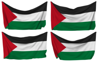 Palestine Pinned Flag from Corners, Isolated with Different Waving Variations, 3D Rendering png