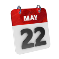 May 22 Date 3D Icon Isolated, Shiny and Glossy 3D Rendering, Month Date Day Name, Schedule, History png