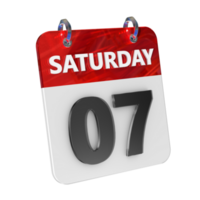 Saturday 7 Date 3D Icon Isolated, Shiny and Glossy 3D Rendering, Month Date Day Name, Schedule, History png