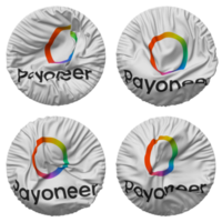 payoneer global C ª bandera en redondo forma aislado con cuatro diferente ondulación estilo, bache textura, 3d representación png