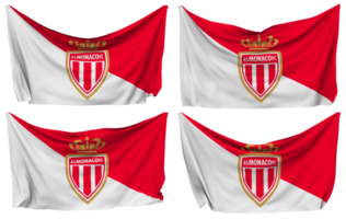 Association Sportive de Monaco Football Club SA Pinned Flag from Corners, Isolated with Different Waving Variations, 3D Rendering png