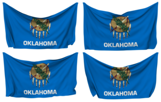 estado de Oklahoma clavado bandera desde esquinas, aislado con diferente ondulación variaciones, 3d representación png