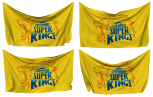 Chennai Super Kings, CSK Pinned Flag from Corners, Isolated with Different Waving Variations, 3D Rendering png