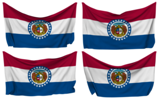 estado de Misuri clavado bandera desde esquinas, aislado con diferente ondulación variaciones, 3d representación png