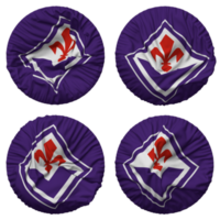 ACF Fiorentina, Fiorentina Flag in Round Shape Isolated with Four Different Waving Style, Bump Texture, 3D Rendering png