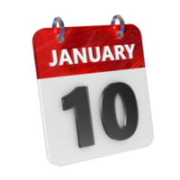 January 10 Date 3D Icon Isolated, Shiny and Glossy 3D Rendering, Month Date Day Name, Schedule, History png