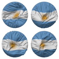 argentina bandera en redondo forma aislado con cuatro diferente ondulación estilo, bache textura, 3d representación png