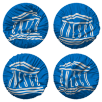 uni nations éducatif, scientifique et culturel organisation, unesco drapeau dans rond forme isolé avec quatre différent agitant style, bosse texture, 3d le rendu png