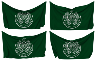 Regierung von sindh festgesteckt Flagge von Ecken, isoliert mit anders winken Variationen, 3d Rendern png