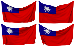 Taiwan vastgemaakt vlag van hoeken, geïsoleerd met verschillend golvend variaties, 3d renderen png
