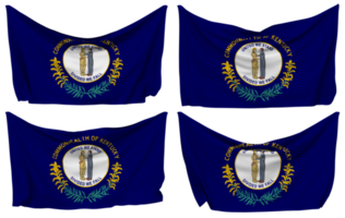 staat van Kentucky vastgemaakt vlag van hoeken, geïsoleerd met verschillend golvend variaties, 3d renderen png