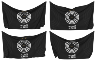 Al Sadd Sports Club Pinned Flag from Corners, Isolated with Different Waving Variations, 3D Rendering png