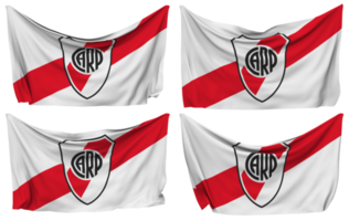 Club Atletico River Plate Pinned Flag from Corners, Isolated with Different Waving Variations, 3D Rendering png