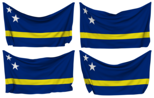 Curacao Pinned Flag from Corners, Isolated with Different Waving Variations, 3D Rendering png