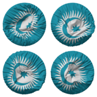 Organization of Turkic States, OTS Flag in Round Shape Isolated with Four Different Waving Style, Bump Texture, 3D Rendering png