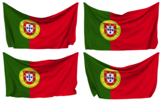 portugal fästs flagga från hörn, isolerat med annorlunda vinka variationer, 3d tolkning png