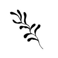 A simple element drawn with a liner by hand. Grass twig silhouette, black color, doodle vector