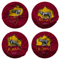 associazione sportiva roma fotboll klubb flagga i runda form isolerat med fyra annorlunda vinka stil, stöta textur, 3d tolkning png