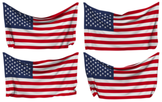 United States Pinned Flag from Corners, Isolated with Different Waving Variations, 3D Rendering png