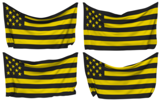 Club Atletico Penarol Pinned Flag from Corners, Isolated with Different Waving Variations, 3D Rendering png