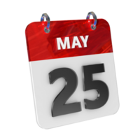 May 25 Date 3D Icon Isolated, Shiny and Glossy 3D Rendering, Month Date Day Name, Schedule, History png