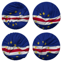 cape verde, cabo verde flagga i runda form isolerat med fyra annorlunda vinka stil, stöta textur, 3d tolkning png