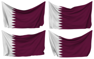 Qatar Pinned Flag from Corners, Isolated with Different Waving Variations, 3D Rendering png