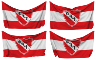 Club Atletico Independiente Pinned Flag from Corners, Isolated with Different Waving Variations, 3D Rendering png