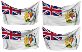 British Antarctic Territory Pinned Flag from Corners, Isolated with Different Waving Variations, 3D Rendering png