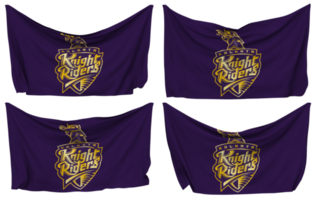 Kolkata Knight Riders, KKR Pinned Flag from Corners, Isolated with Different Waving Variations, 3D Rendering png