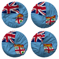 Fiji Flag in Round Shape Isolated with Four Different Waving Style, Bump Texture, 3D Rendering png