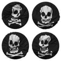 Skulls Danger Sign Flag in Round Shape Isolated with Four Different Waving Style, Bump Texture, 3D Rendering png