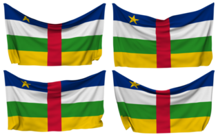 central afrikansk republik fästs flagga från hörn, isolerat med annorlunda vinka variationer, 3d tolkning png