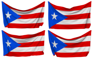 Puerto Rico Pinned Flag from Corners, Isolated with Different Waving Variations, 3D Rendering png