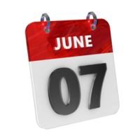 June 7 Date 3D Icon Isolated, Shiny and Glossy 3D Rendering, Month Date Day Name, Schedule, History png