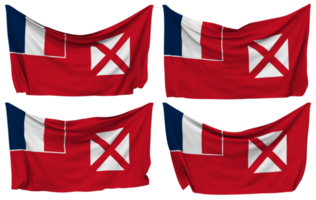 wallis och futuna fästs flagga från hörn, isolerat med annorlunda vinka variationer, 3d tolkning png